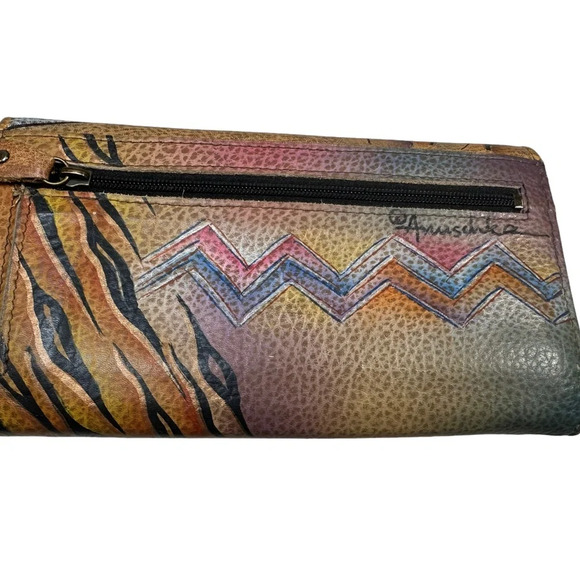 Anuschka Peacock Animal Print Leather Crossbody Bag & Wallet Set - Picture 9 of 12